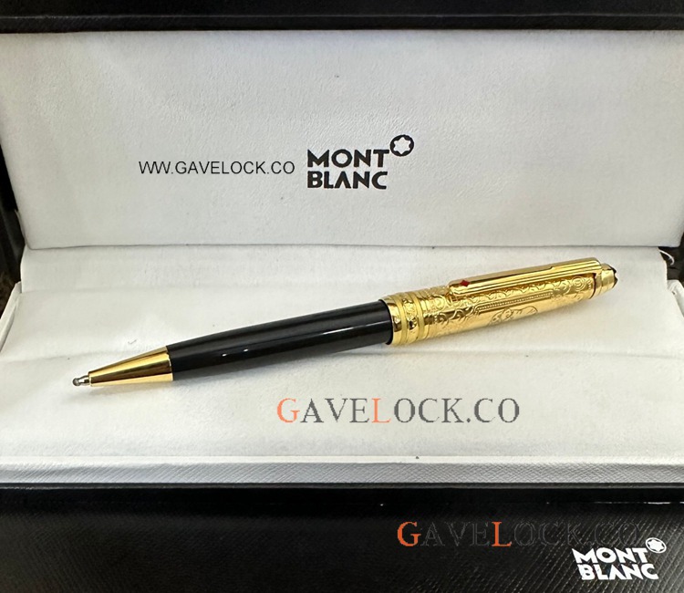 New Mont Blanc Around the World in 80 Days Doue Ballpoint Pen Gold-Black Slim